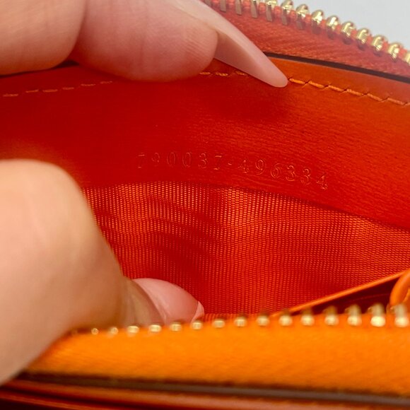 Gucci Bright Orange Leather And Canvas Wallet - Picture 4 of 7